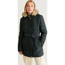 Mango - Parka Hours. Zielone kurtki damskie Mango, s, w paski, z bawełny, długie, z kapturem. Za 399,90 zł.