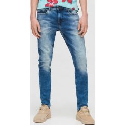 Jeansy skinny z efektem sprania - Niebieski. Niebieskie jeansy męskie Cropp, m, bez wzorów. Za 119,99 zł.
