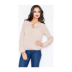 Bluzka Noelle M245 beżowa. Brązowe bluzki damskie FIGL, m, bez wzorów, eleganckie, bez kołnierzyka, bez rękawów. Za 79,00 zł.