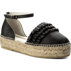 Espadryle ESPADRILLES - Didi.P 20305-21832-1 Pharos Negro. Czarne espadryle damskie Espadrilles, z aplikacjami, ze skóry, bez obcasa, na obcasie. W wyprzedaży za 239,00 zł.