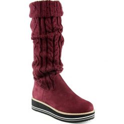 Buty zimowe damskie: Kozaki w kolorze bordowym