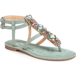 Sandały ALMA EN PENA - V20942 Suede Mint. Zielone klapki damskie Alma en Pena, bez wzorów, ze skóry, bez obcasa, na obcasie. Za 419,00 zł.