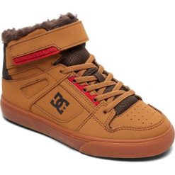 DC tenisówki chłopięce Pure High-Top 38 brązowy. Pomarańczowe buty chłopięce sportowe DC, z tkaniny, bez zapięcia. Za 282,00 zł.