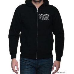 Bluza z kapturem. Cycling is the best therapy. Czarne bluzy męskie Pakamera, m, z nadrukiem, z kapturem, bez rękawów, z kapturem. Za 159,00 zł.