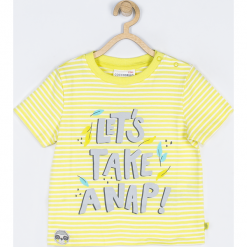 Koszulka. Żółte t-shirty chłopięce HANG WITH ME, z aplikacjami, z długim rękawem. Za 39,90 zł.