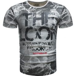 Koszulka męska t-shirt z nadrukiem szary Recea. Szare koszulki męskie Recea, s, z nadrukiem, z bawełny, klasyczne, bez kołnierzyka, bez rękawów. W wyprzedaży za 9,99 zł.