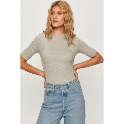 Tommy Hilfiger - T-shirt. Szare bluzki damskie TOMMY HILFIGER, s, bez wzorów, z elastanu, casualowe, z okrągłym kołnierzem, z krótkim rękawem. Za 179,90 zł.