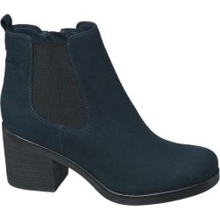 Botki damskie Graceland niebieskie. Niebieskie botki damskie na obcasie Graceland, na jesień, z materiału, na zamek. Za 139,90 zł.