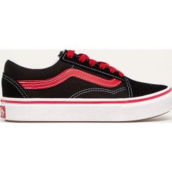 Vans - Trampki dziecięce. Czarne trampki dziewczęce Vans, bez wzorów, ze skóry, na sznurówki. Za 239,90 zł.