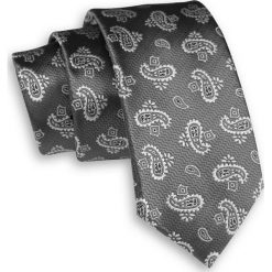 Szary Elegancki Męski Krawat -ALTIES- 6 cm, Klasyczny, Wzór Paisley, Łezki KRALTS0375. Szare krawaty męskie Alties, bez wzorów, z tkaniny, eleganckie. Za 39,00 zł.