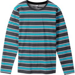 Shirt w paski z długim rękawem bonprix czarno-turkusowo-biel wełny w paski. Czarne t-shirty chłopięce bonprix, w paski, z wełny, z długim rękawem. Za 21,99 zł.