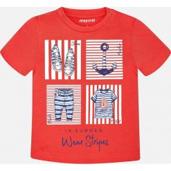 Mayoral - T-shirt dziecięcy 68-98 cm. Różowe t-shirty chłopięce marki Mayoral, z nadrukiem, z bawełny, z okrągłym kołnierzem. Za 54,90 zł.