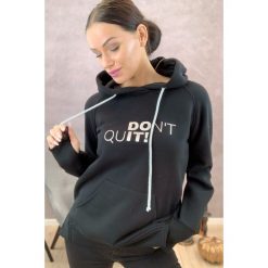 Bawełniana bluza z kapturem czarny. Czarne bluzy damskie N/A, xl, bez wzorów, z elastanu, bez rękawów, z kapturem. Za 149,00 zł.