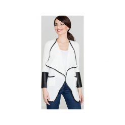 Żakiet K112 Ecru. Brązowe marynarki damskie Lenitif, xl, bez wzorów, ze skóry. Za 129,00 zł.