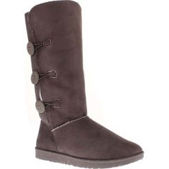 Kozaki zimowe "Flora" w kolorze antracytowym. Szare kozaki damskie Island Boot, na zimę, ze skóry, bez obcasa, na platformie, bez zapięcia. W wyprzedaży za 169,95 zł.