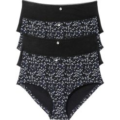 Figi: Figi „maxi panty” (4 pary) bonprix czarno-szary z nadrukiem