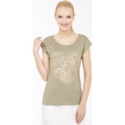 T-shirt w stylu safari. Szare t-shirty damskie marki Monnari, bez wzorów, z bawełny, bez kołnierzyka. Za 34,65 zł.