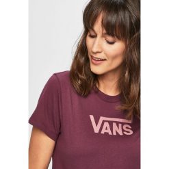 Vans - Top. Fioletowe bluzki damskie Vans, s, z nadrukiem, z bawełny, z okrągłym kołnierzem. W wyprzedaży za 99,90 zł.