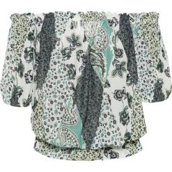 Shirt z siatkowego materiału bonprix oliwkowy "paisley". Zielone koszulki damskie bonprix, bez wzorów, z elastanu, bez kołnierzyka. Za 42,99 zł.