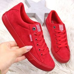 Trampki damskie niskie czerwone Big Star EE274044 - czerwony. Czerwone trampki i tenisówki damskie BIG STAR, bez wzorów, bez zapięcia. Za 77,99 zł.
