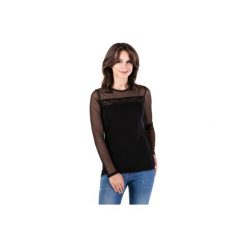 Bluzka ze wstawką klasyczna we wzory. Czarne bralety TXM, klasyczne, z klasycznym kołnierzykiem. Za 39,99 zł.