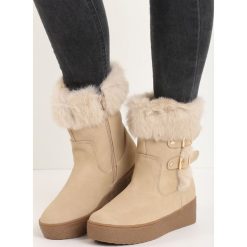 Beżowe Śniegowce Icicle. Czarne buty zimowe damskie marki Cropp. Za 99,99 zł.