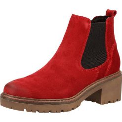 Skórzane botki w kolorze czerwonym. Czerwone botki damskie Tamaris, Caprice, Marco Tozzi, s.Oliver, ze skóry, bez obcasa, na obcasie, bez zapięcia. W wyprzedaży za 175,95 zł.