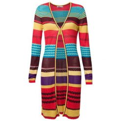 Desigual Kardigan Damski Jers Stripes Xs Wielokolorowy. Szare swetry damskie Desigual, xs, bez wzorów, z materiału, bez rękawów, bez kaptura. W wyprzedaży za 314,00 zł.