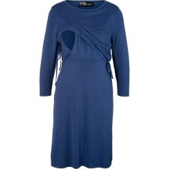 Sukienka dzianinowa ciążowa i do karmienia bonprix kobaltowy. Niebieskie sukienki damskie bonprix, bez wzorów, z wiskozy, z okrągłym kołnierzem, moda ciążowa, bez rękawów. Za 59,99 zł.