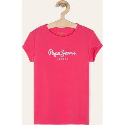 Pepe Jeans - T-shirt dziecięcy Hana 128-178/180 cm. Różowe bluzki dziewczęce Pepe Jeans, z nadrukiem, z elastanu, z okrągłym kołnierzem, z krótkim rękawem, krótkie, bez kaptura. Za 79,90 zł.