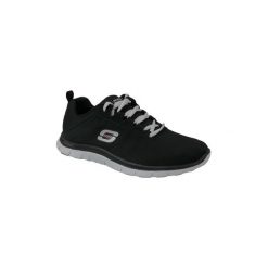 Buty Skechers Flex Appeal 11883-BKW. Czarne trampki i tenisówki damskie marki Skechers, bez wzorów, bez zapięcia. Za 249,99 zł.