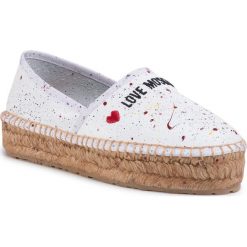 Espadryle LOVE MOSCHINO - JA10463G0AJA0100 St.Pollock Bia. Białe espadryle damskie Love Moschino, na co dzień, bez wzorów, ze skóry, bez obcasa, na koturnie, bez zapięcia. Za 749,00 zł.