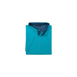 Męska koszulka polo - turkus KP4. Niebieskie koszulki męskie Lanieri Fashion - swetry męskie, m, w kratkę, z bawełny, casualowe, polo, z krótkim rękawem, krótkie. Za 134,10 zł.