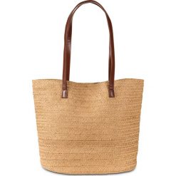 Torba słomiana shopper bonprix naturalny. Brązowe torby damskie na zakupy bonprix, w paski, bez dodatków. Za 74,99 zł.