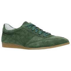 Buty sportowe męskie: Skórzane buty sportowe w kolorze zielonym