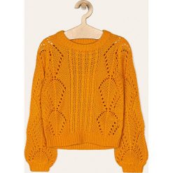 Name it - Sweter dziecięcy 122-164 cm. Pomarańczowe swetry dziewczęce z bawełny, z okrągłym kołnierzem, krótkie. W wyprzedaży za 49,90 zł.