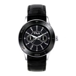 Zegarek "FILA38-047-003" w kolorze czarnym. Czarne, analogowe zegarki damskie marki Fila, ze stali. W wyprzedaży za 289,95 zł.