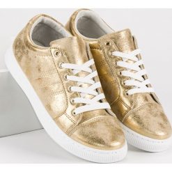 Złote wiązane trampki SPORT żółte. Żółte trampki i tenisówki damskie SPORT. Za 49,90 zł.