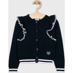 Blukids - Kardigan dziecięcy 98-134 cm. Niebieskie swetry dziewczęce Blukids, bez wzorów, z bawełny, bez kołnierzyka, bez rękawów, bez kaptura. W wyprzedaży za 39,90 zł.