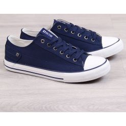 Trampki niskie męskie granatowe Big Star DD174270FW19 - granatowy. Niebieskie trampki męskie BIG STAR, bez wzorów, retro, bez zapięcia. Za 89,99 zł.