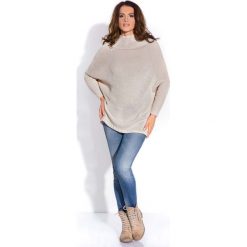 Beżowy Sweter z Niskim Golfem. Brązowe piżamy damskie Molly.pl, s, bez wzorów, z wełny, bez rękawów. W wyprzedaży za 54,95 zł.