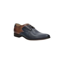 Buty wizytowe męskie: Richelieu Duo Men Granatowe buty wizytowe skórzane sznurowane granat palony 00737