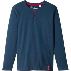 Shirt chłopięcy z dekoltem henley bonprix ciemnoniebieski. Niebieskie t-shirty chłopięce bonprix, bez wzorów, z długim rękawem. Za 34,99 zł.
