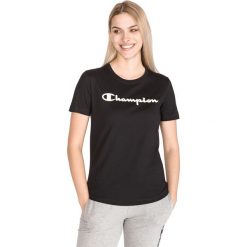 Champion Koszulka Czarny. Czarne koszulki damskie Champion, m, z nadrukiem, z bawełny, bez kołnierzyka. Za 111,95 zł.