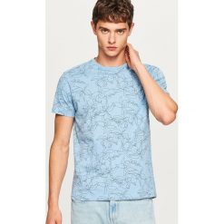 T-shirty męskie: T-shirt w kwiaty – Niebieski