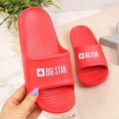 Klapki piankowe plażowe basenowe czerwone Big Star GG274A024 - czerwony. Czerwone klapki damskie BIG STAR, bez wzorów, bez obcasa. Za 49,99 zł.