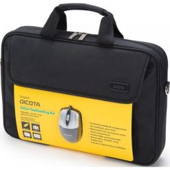 Torba + mysz DICOTA Value Toploading Kit Czarny (D30805). Czarne torby na laptopa Dicota, w paski. Za 64,99 zł.