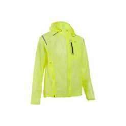 Kurtka przeciwdeszczowa do biegania KIPRUN LIGHT męska. Żółte kurtki sportowe męskie KALENJI, m, bez wzorów, z materiału, bez kaptura, do biegania. Za 149,99 zł.