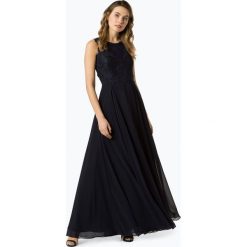Marie Lund - Damska sukienka wieczorowa, niebieski. Niebieskie sukienki damskie Marie Lund, w koronkowe wzory, z szyfonu, eleganckie, bez kołnierzyka, bez rękawów. Za 649,95 zł.