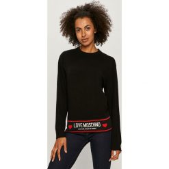 Love Moschino - Sweter. Czarne swetry damskie Love Moschino, s, z aplikacjami, z elastanu, bez rękawów, bez kaptura. Za 1379,00 zł.
